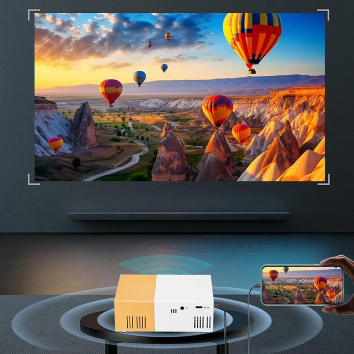 Smart Projector, 1080p Tragbarer -Projektor, 6000 LM Helligkeit, für Heimunterhaltung, Meetings und