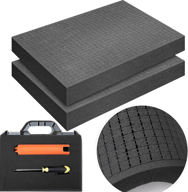 2 Stück 400 x 300 x 50 mm Rasterschaumstoff Würfelschaum - Werkzeugkoffer Kamerakoffer Schaumstoff,K