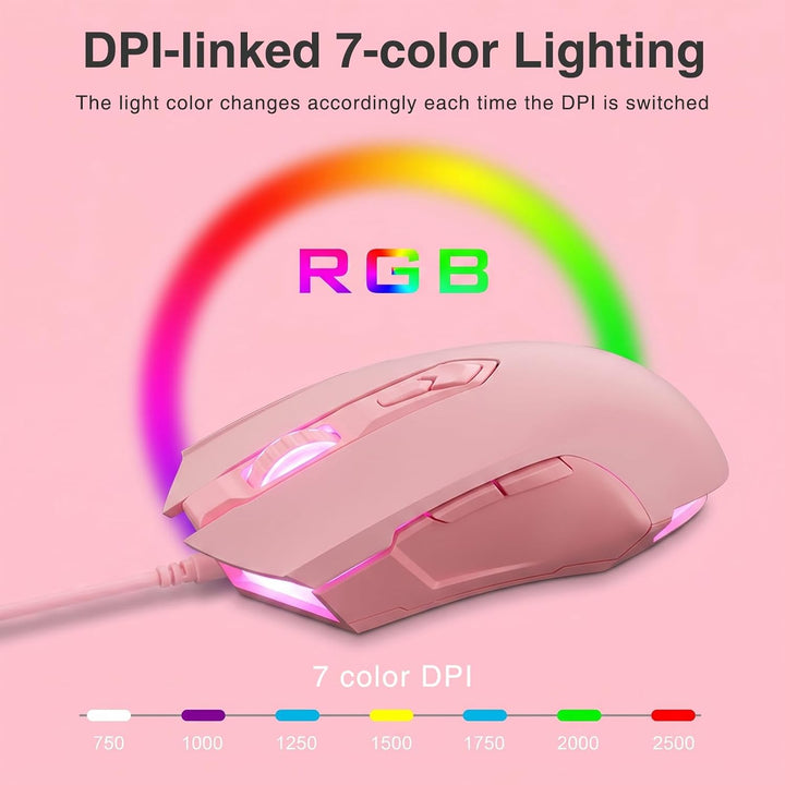 Lomiluskr AJ52 Gaming-Maus, kabelgebunden, 7 programmierbare Tasten, Computermäuse mit RGB-LED-Hinte