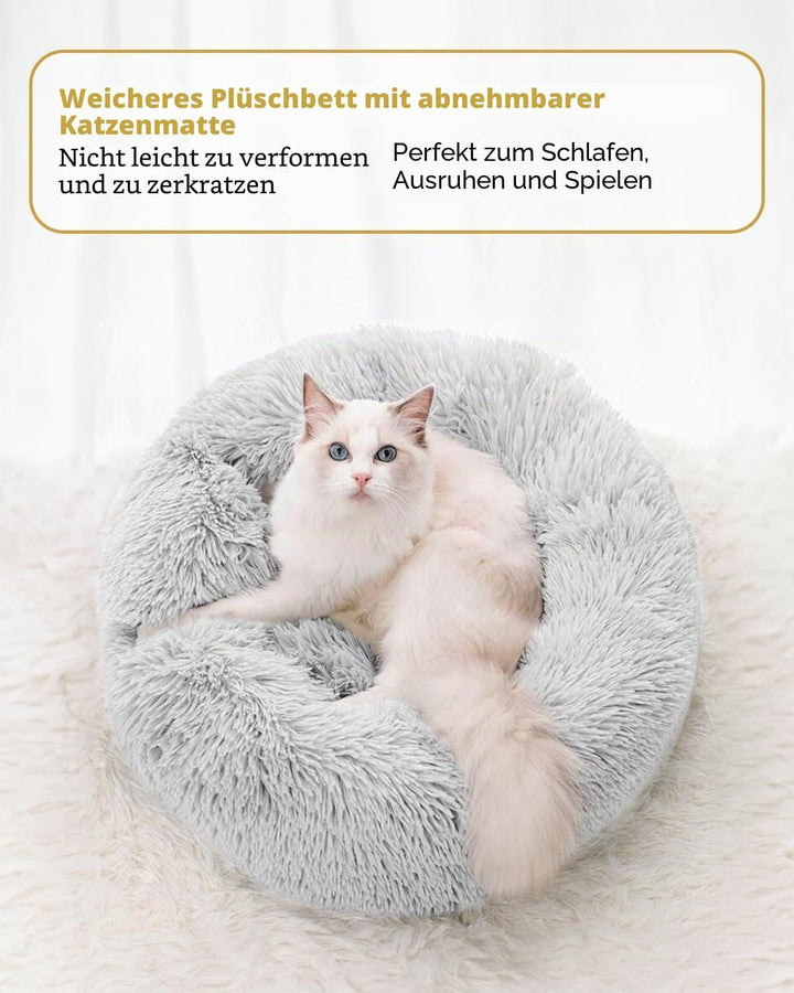 Odoland Katzentunnel grosse Katzenspielzeug mit Plüsch Katze Bett, Multifunktionales Faltbar Katzen