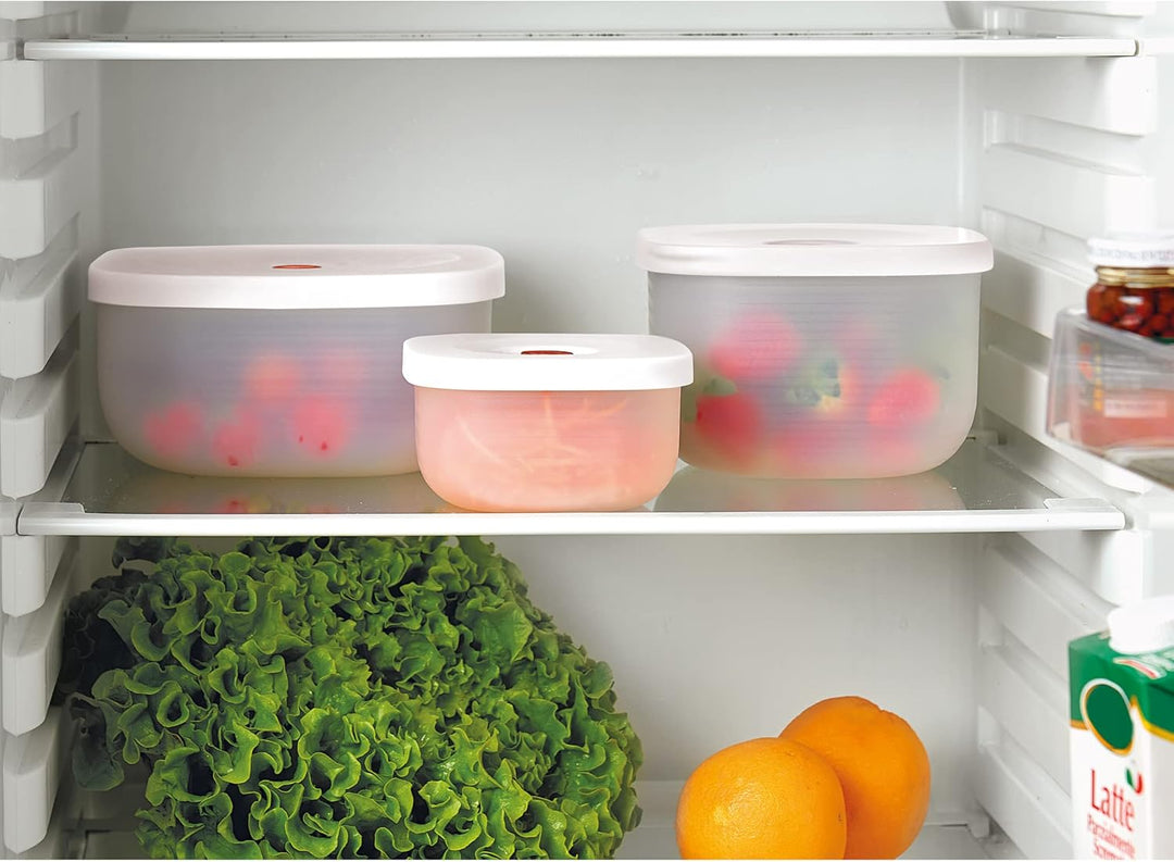 Guzzini - Kitchen Active Design, SAVE IT Vakuumbehälter Flach (M) - Weiss, 16,3x16,3xh8 cm | 975 cc