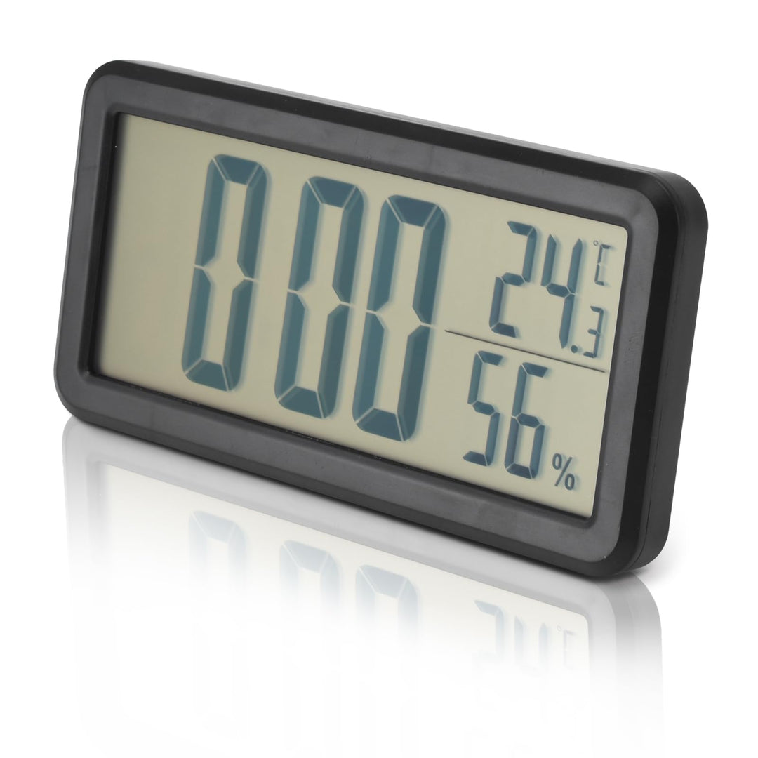 plplaaoo grosse Display-Uhr, Digitaler Wecker, schwarz, Temperatur, Luftfeuchtigkeit, tragbarer Reis