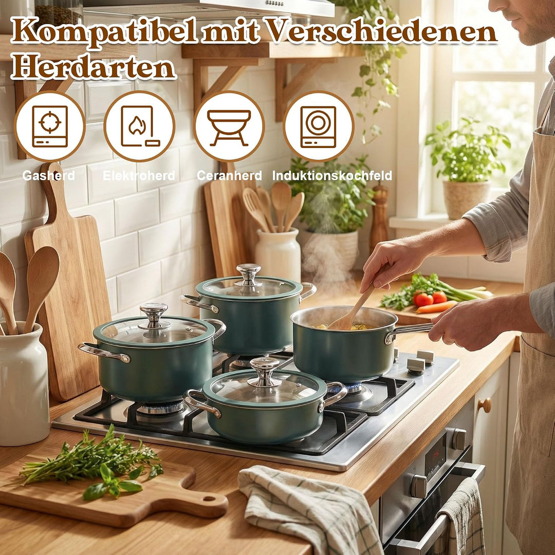 Kochgeschirr-Set aus Edelstahl, Kochtopf, Dampftopf, Suppentopf, Verdickter, Antihaftbeschichtete Ke