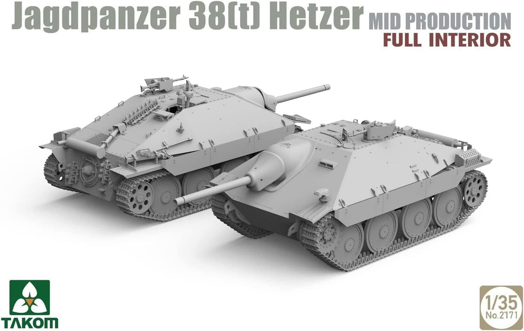 TAKOM 2171 Jagdpanzer 38(t) Hetzer MID mit Full Interior Massstab 1:35 Modellbau