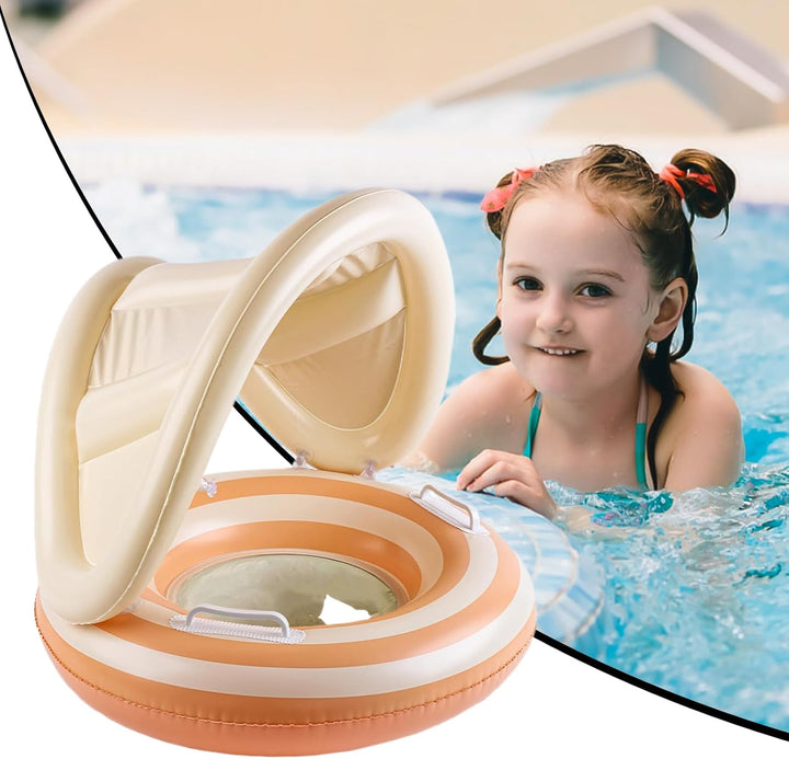 Baby Pool Float, Toddler Swim Seat, 57x49cm/22.44x19.29 Inches Adjustable Floating Trainer, Sunshade