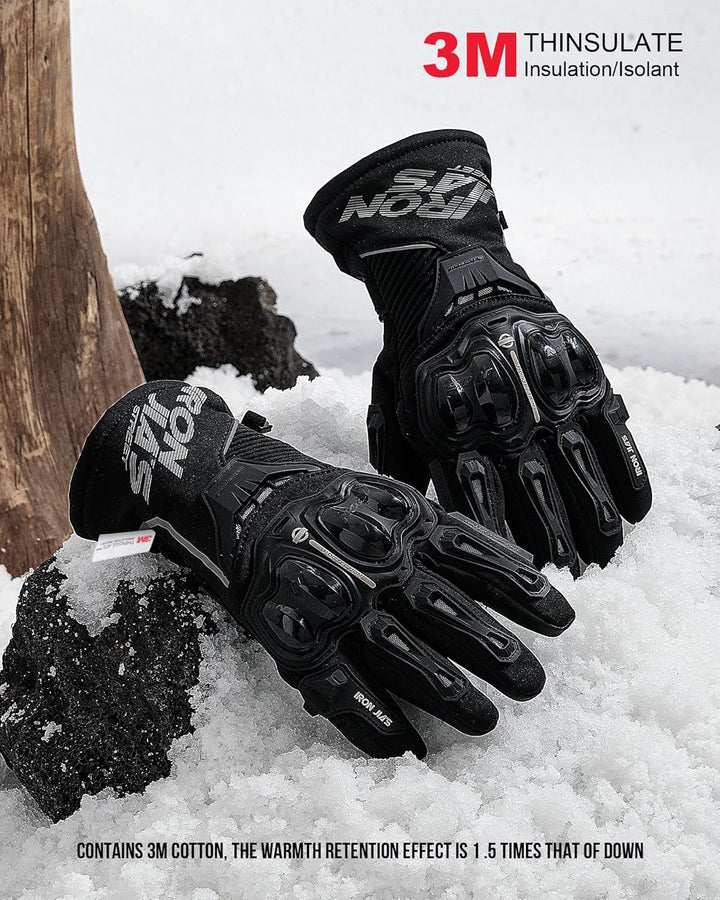 IRON JIA'S Winter Motorradhandschuhe Herren CEZertifizierung Wasserdichter und Warmer 3M Baumwolle S