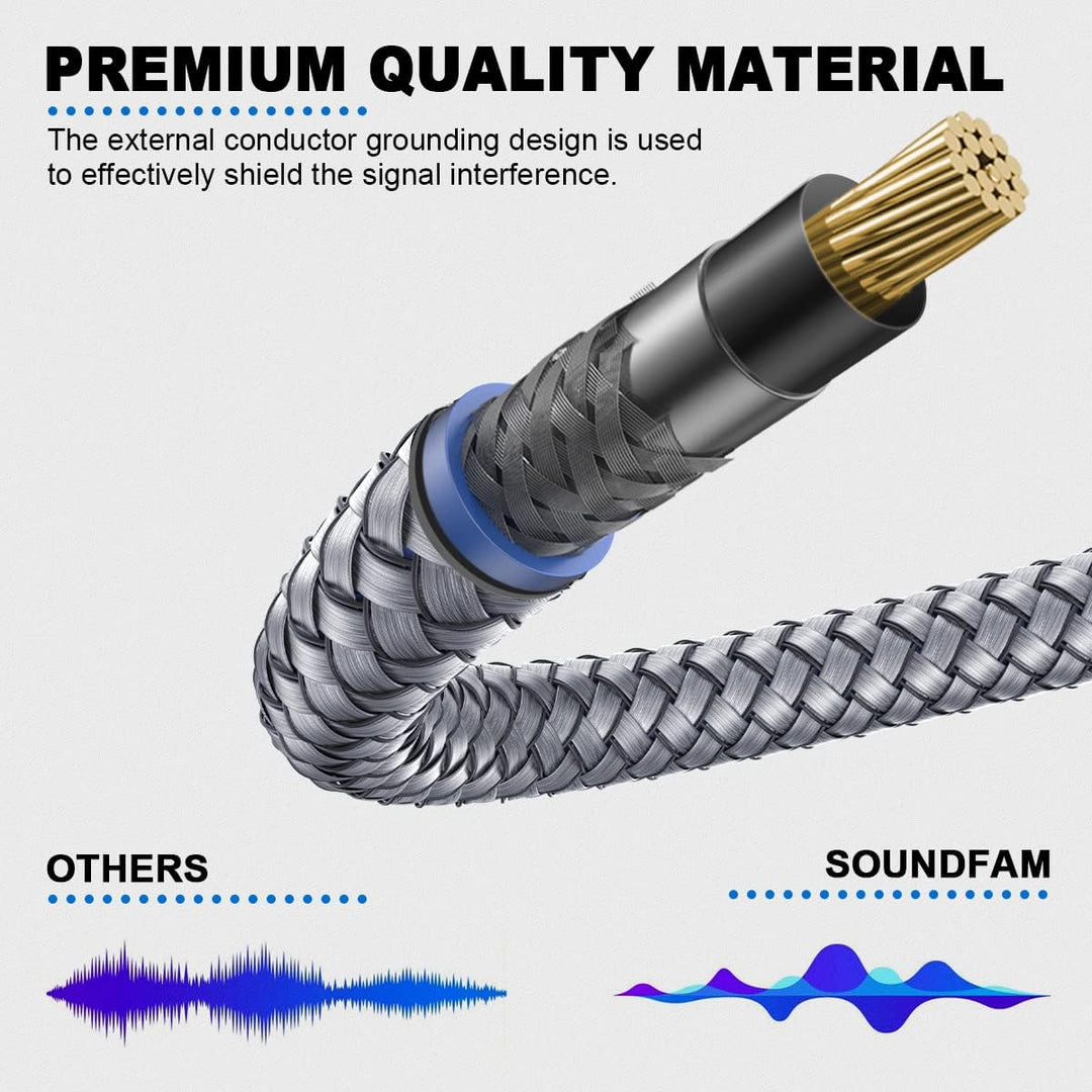 SOUNDFAM Cinch Subwoofer Kabel LFE Subwooferkabel RCA Digital Audio Koaxialkabel - Grau, 10M 10M Gra