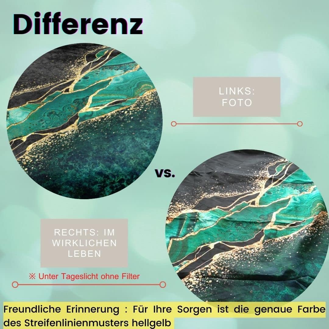 Luowei Bettwäsche Marmor 200x220 Schwarz Grün mit Kissenbezüge, Mikrofaser Schwarz 200x220cm+80x80cm