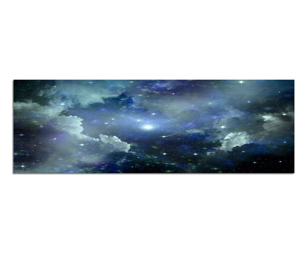 Paul Sinus Art Panoramabild auf Leinwand und Keilrahmen 150x50cm Weltraum Sterne Galaxie Planeten