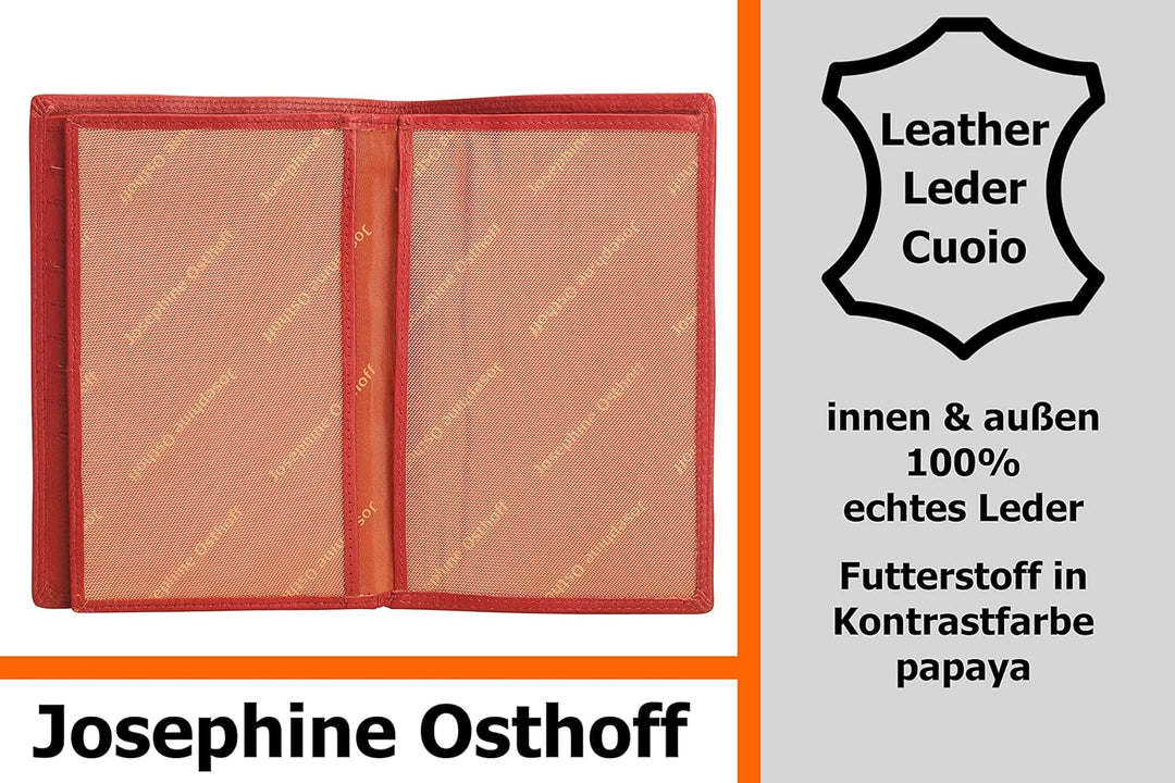 Josephine Osthoff Brieftasche Herren Leder Ausweisetui Reisepasshülle Hochformat Ausweishülle Damen