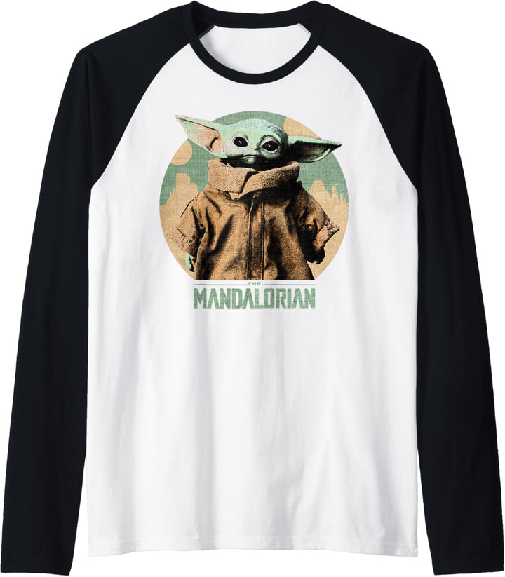 Star Wars The Mandalorian The Child Faded Portrait Raglan