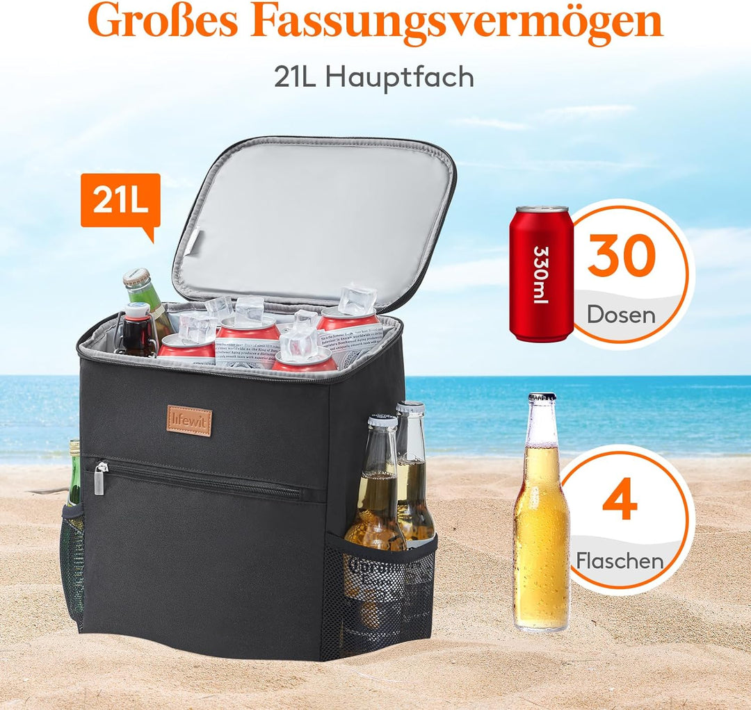 Lifewit 24L Kühl Rucksack Kühlrucksack Kühltasche Picknicktasche Gross Isoliert Cooler Bag Männer Fr