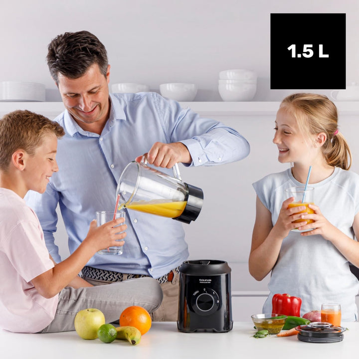Taurus - Batidora de Vaso Prior Glass 1500W | 2 Velocidades + TURBO | Cuchillas 4 Filos Extraíbles |