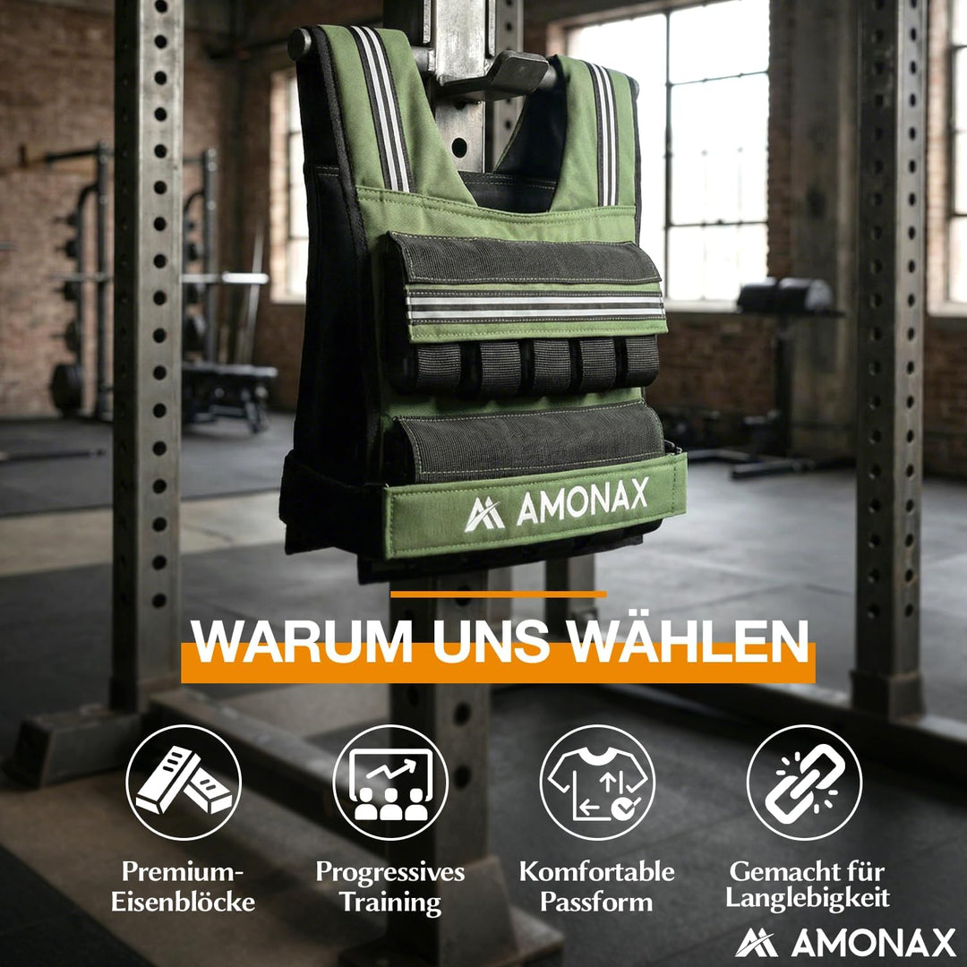 Amonax Gewichtsweste 10-30kg, Verstellbare Weighted Vest mit Reflektoren | Weighted Vest mit Reflekt