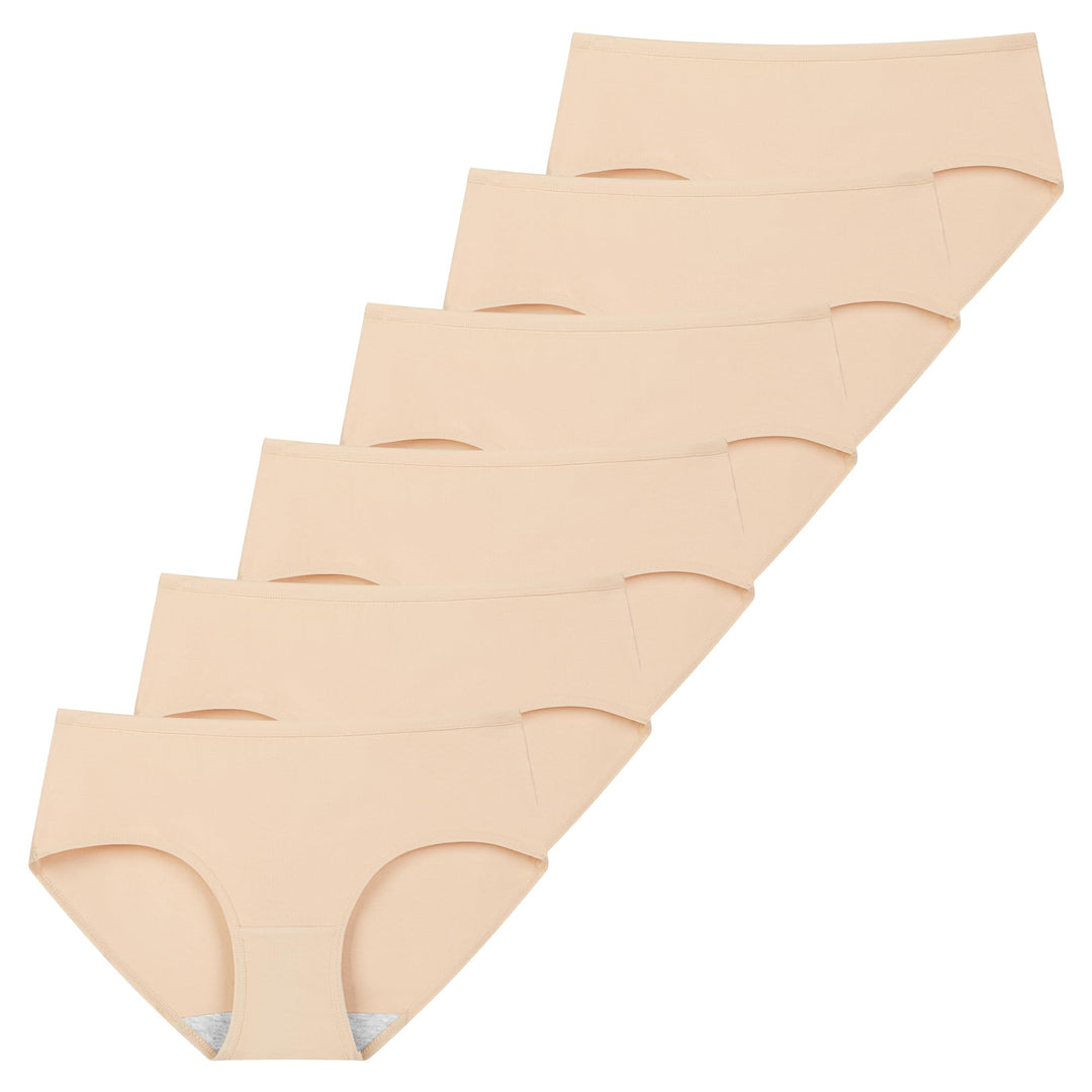 INNERSY Unterhosen Damen Baumwolle Atmungsaktive Hipster Unterwäsche Basic Bequem Panties 6er Pack S