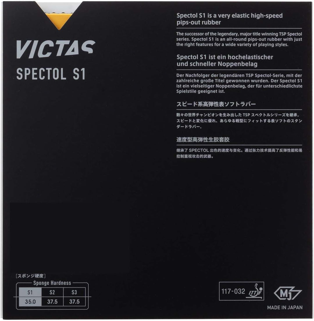 VICTAS Belag Spectol S1 Schwarz 1,6 mm, Schwarz 1,6 mm