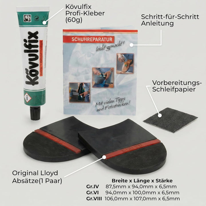 Langlauf Schuhbedarf 1 Paar Lloyd Absätze für Strassenschuhe - Reparatur-Set schwarz/Repair Sole Pad