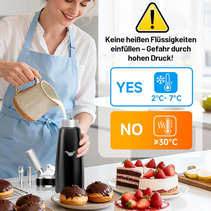 ColCospie Sahnespender Geschenke,Sahnesyphon Aluminium 500ml für Schlagsahne,Cremes,Desserts und Sos