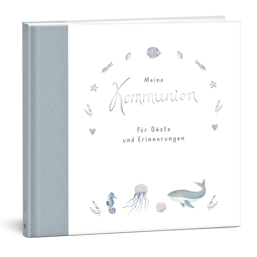 mintkind® Gästebuch Meine Kommunion Wal I Kommunion Geschenk personalisiert I Buch zur Kommunion Eri