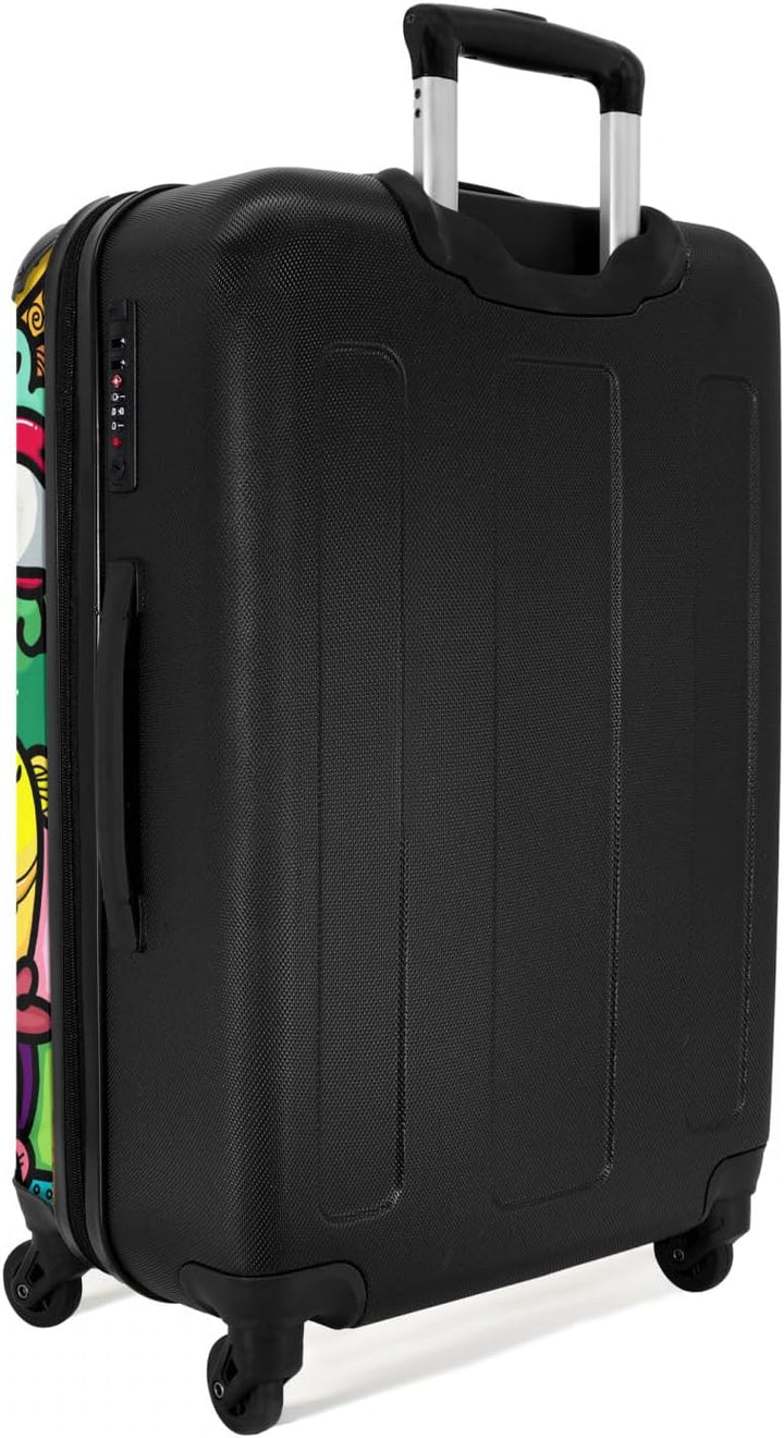 Koffer gross Trolley Rollkoffer Reisekoffer mit 4 Rollen Fotokoffer - Design - Monster - Regenbogen