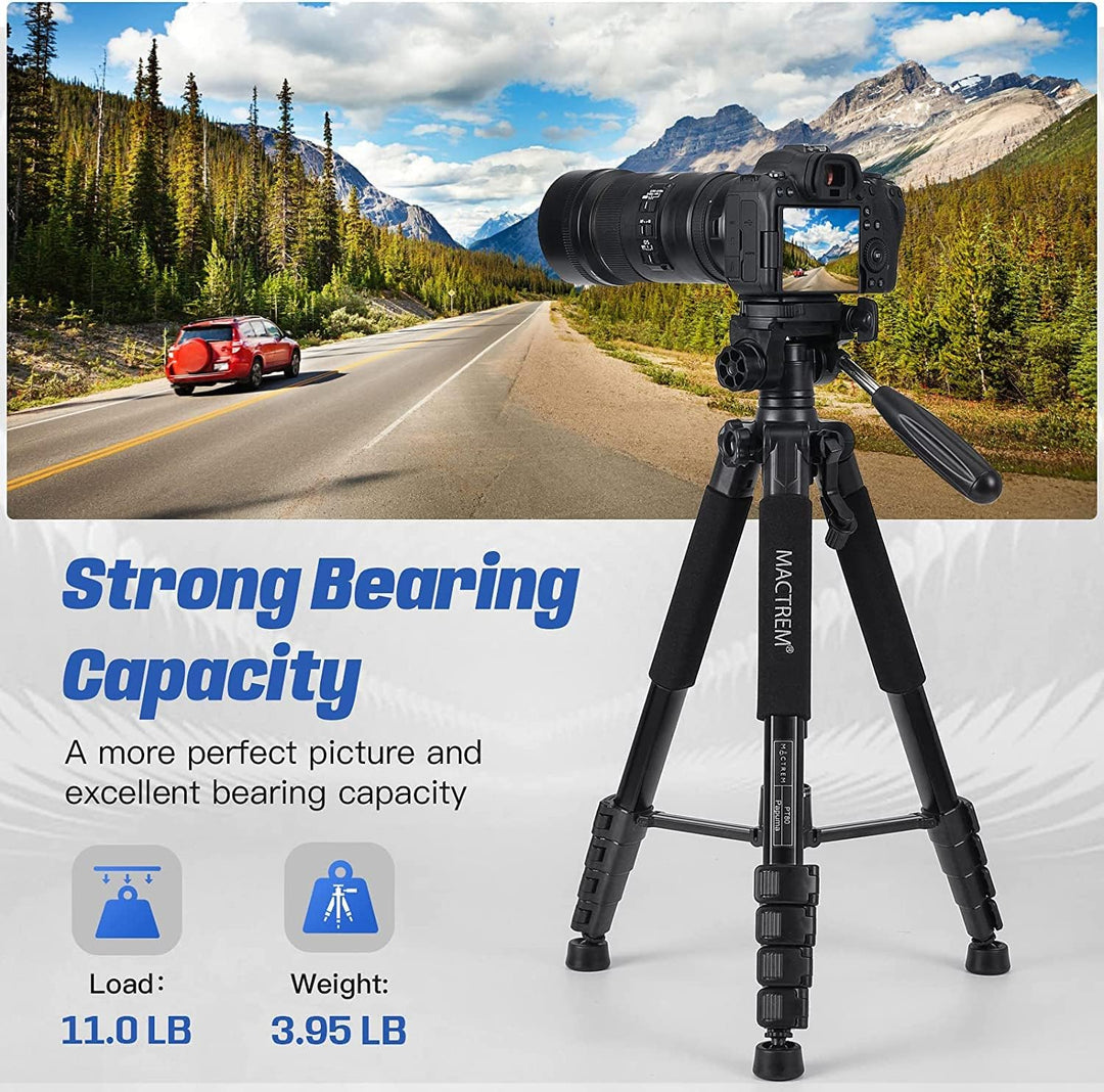 MACTREM 75-Zoll-Kamerastativ für Sony Canon Nikon, leichtes Reise-Video-Aluminium-Stativ mit Handy-H