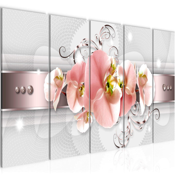 Runa Art Bild Blumen Orchidee Wandbilder auf Vlies Leinwand 5 Teilig Wanddekoration Wohnzimmer Schla