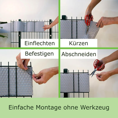 workingHOUSE Polyrattan-Sichtschutzstreifen, Sichtschutz für Doppelstabmatten Zaun, 19 x 255 cm (12