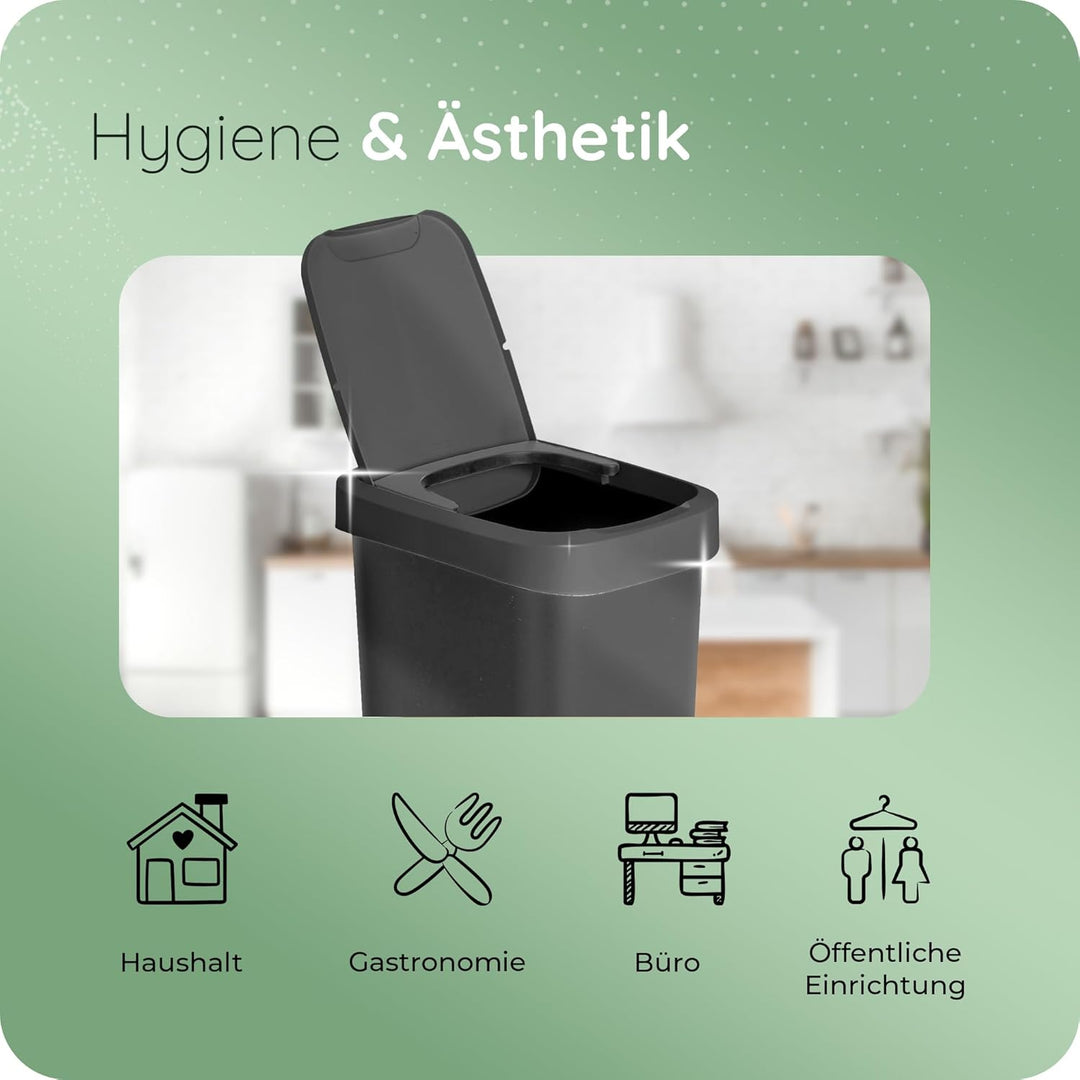Novaliv Mülleimer 25L mit 2in1 Deckel, Klappdeckel & Schwingdeckel, Anti-Geruch Abfalleimer für Küch