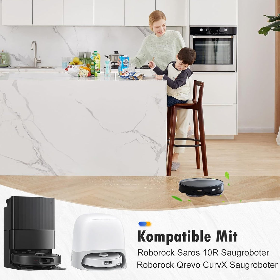 24 Stück Zubehör für Roborock Saros 10R / Qrevo CurvX Saugroboter, 2 Hauptbürste, 6 Staubbeutel, 6 W