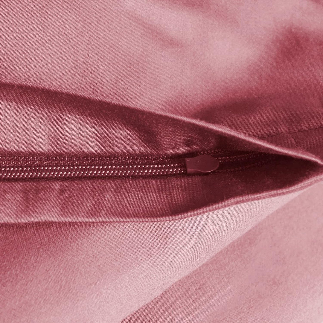 Beddress - Luxus-Satin-Bettwäsche, Uni Rosenholz, 200x200 + 2x80x80 cm, 100% gekämmte Baumwolle, Oek