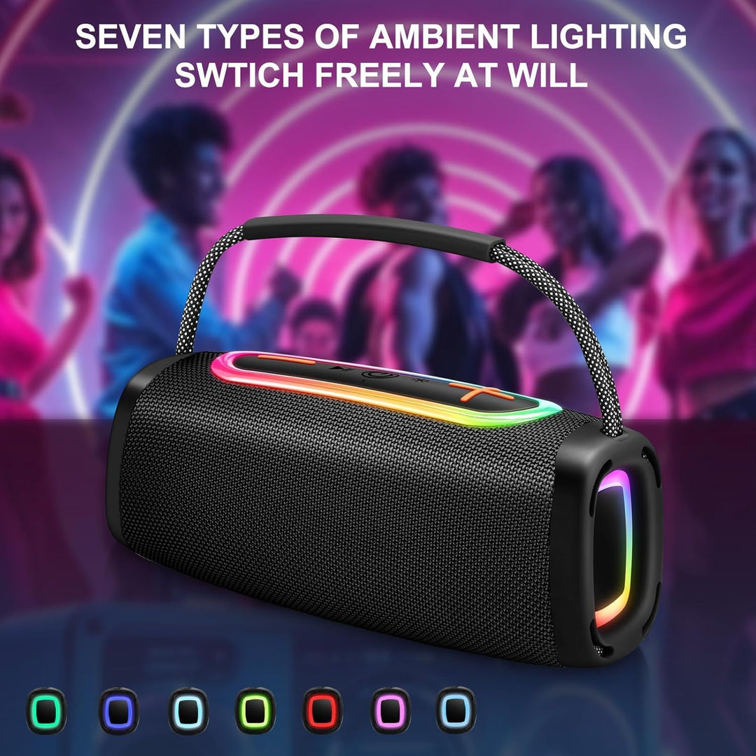 Matast Tragbarer Bluetooth Lautsprecher mit Griff, 6000mAh BT5.4 Drahtloser Stereo mit 36 Std, Koppl