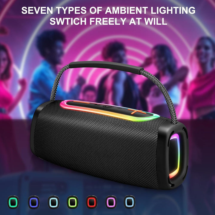Matast Tragbarer Bluetooth Lautsprecher mit Griff, 6000mAh BT5.4 Drahtloser Stereo mit 36 Std, Koppl