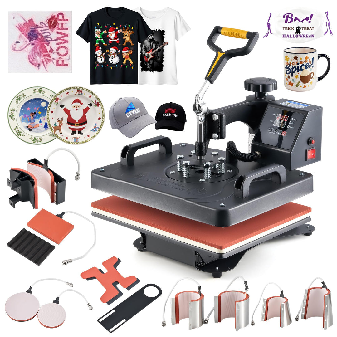 CREWORKS Transferpresse 11 in 1 Hitzepresse 38x30cm Hitzepressemaschine Multifunktionale Heisspressm