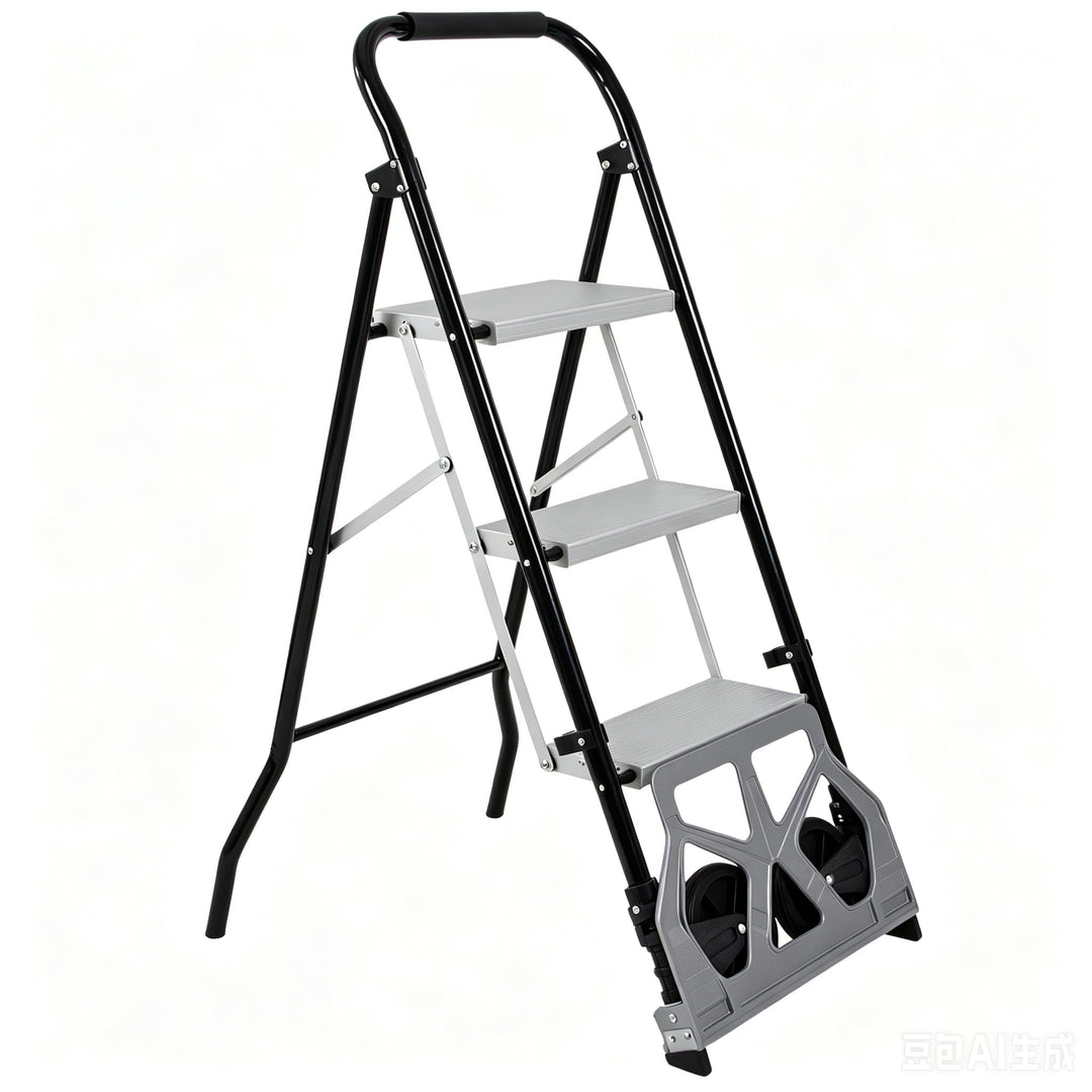 2-in-1 Klappbarer Sackkarren & 3-stufige Leiter, 3-stufige Klappbare Stahlleiter, Umwandlungsfähiger