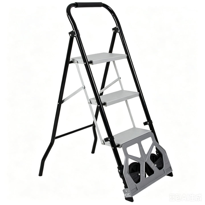 2-in-1 Klappbarer Sackkarren & 3-stufige Leiter, 3-stufige Klappbare Stahlleiter, Umwandlungsfähiger