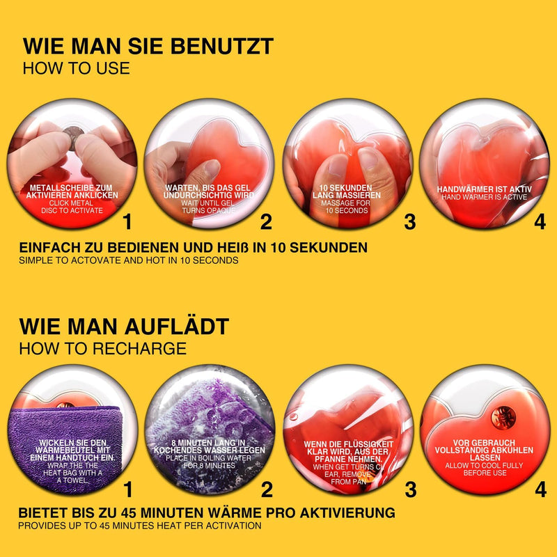 Handwärmer Taschenwärmer Herz Wärme-Kissen; Knickkissen Taschen-Wärmer für langanhaltende Wärme in j
