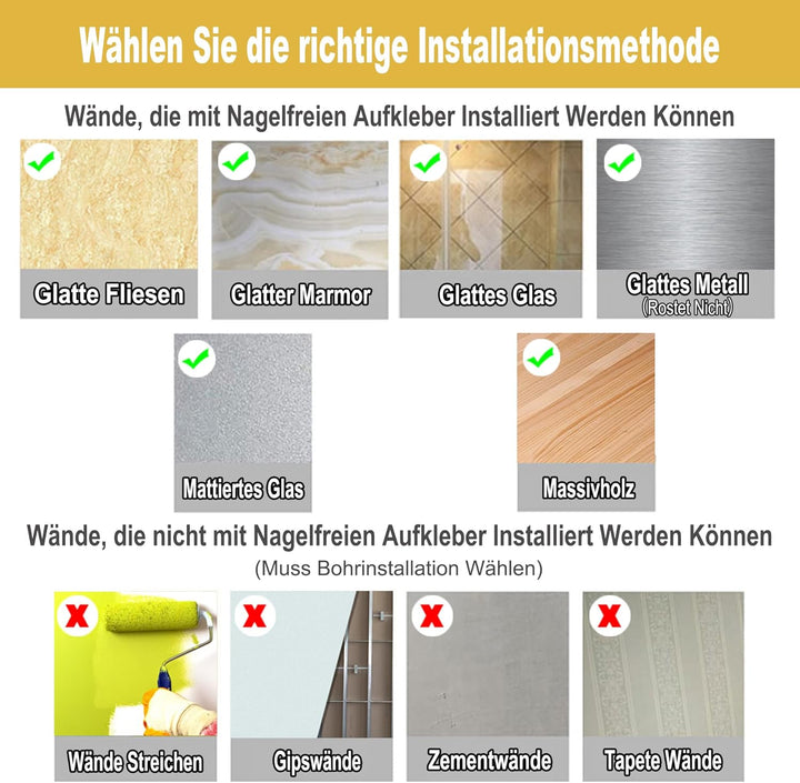 Duschregal Gold, Duschablage Ohne Bohren Badezimmer Regal aus Metall Wand Badregal Duschkorb, Rostfr