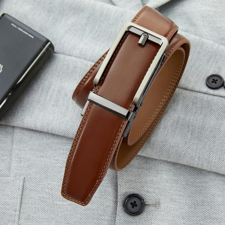 28"-68 "Herren Ledergürtel mit Ratsche, gross und schlank mit automatischer Schnalle 165cm/52"-60" T