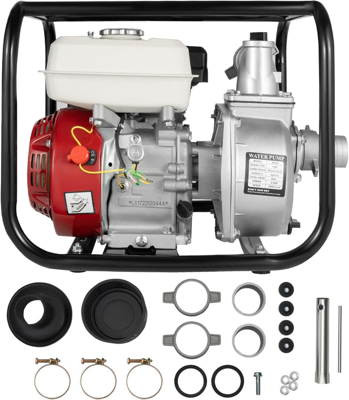 Wasserpumpe 4-Takt Motor Benzin Gartenpumpe 36m³/h Förderleistung 4.8KW, 6.5HP Seilzugstart 3.6L Kra