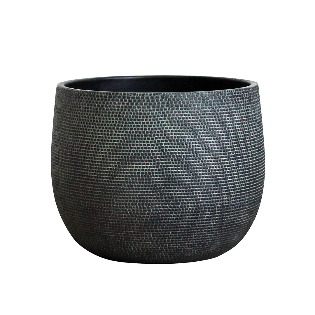 Olly & Rose Barcelona Keramik-Blumentopf, gross, 25 cm, Schwarze Blumentöpfe – Pflanztöpfe für drinn