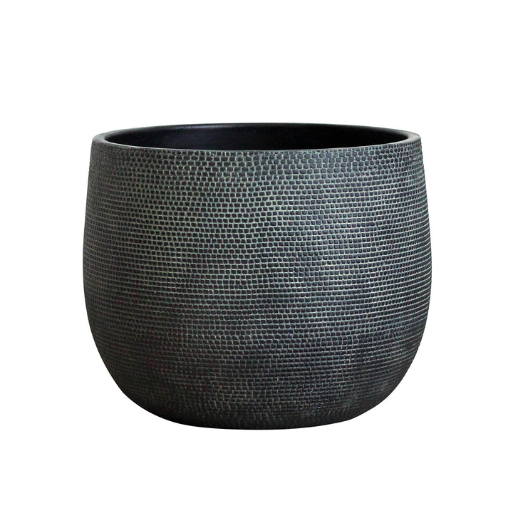 Olly & Rose Barcelona Keramik-Blumentopf, gross, 25 cm, Schwarze Blumentöpfe – Pflanztöpfe für drinn