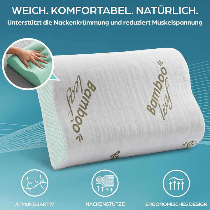 Flowen Orthopädisches Nackenstützkissen Memory Foam Kopfkissen Nackenkissen Ergonomisches für Bett H