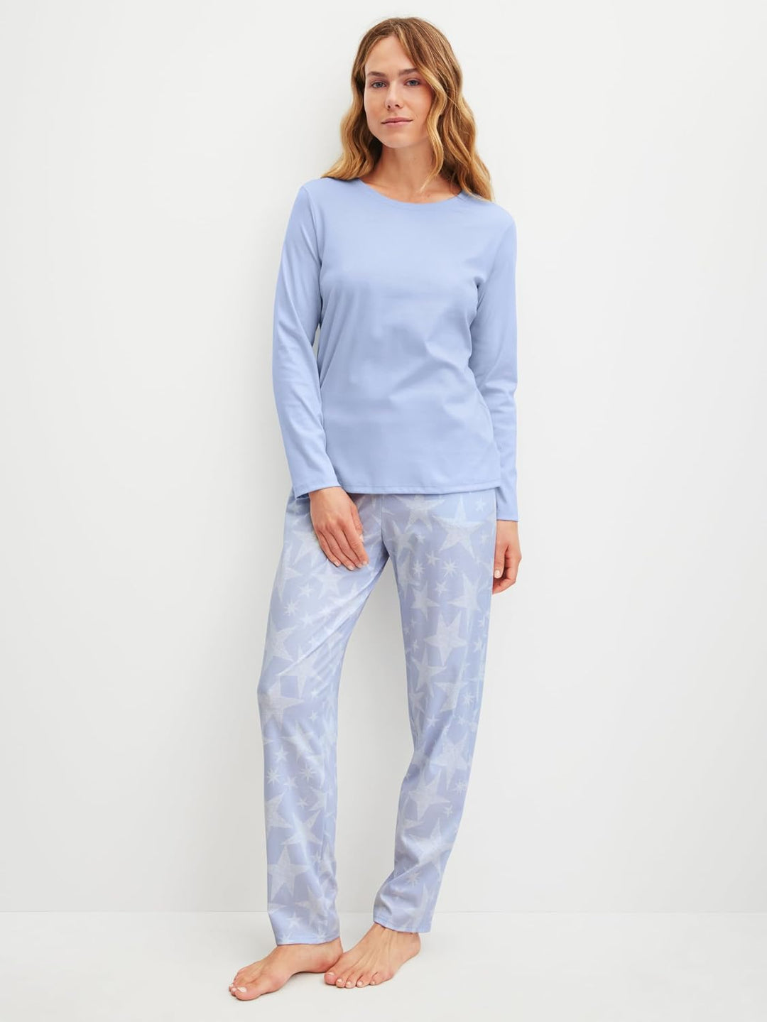CALIDA Favourites Langarmshirt Damen, V-Neck, aus 100% Supima-Baumwolle | aus Baumwolle, pflegeleich