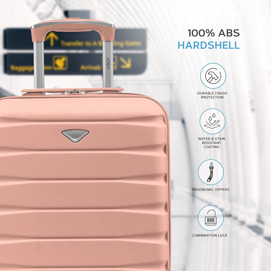 Flight Knight Lightweight 4 Wheel ABS Hard Case Suitcases Cabin Carry On Hand Luggage Approved for O
