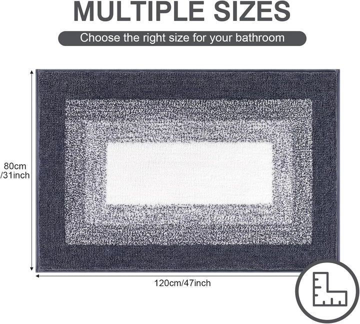 Weich Gross Badematten 80 x 120 cm, Badezimmerteppich Badteppich rutschfeste Wasserabsorbierend Badv