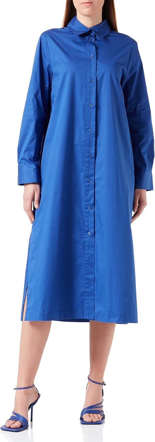 Seidensticker Damen Regular Fit Blusenkleid Langarm Kleid 34 Blau, 34 Blau