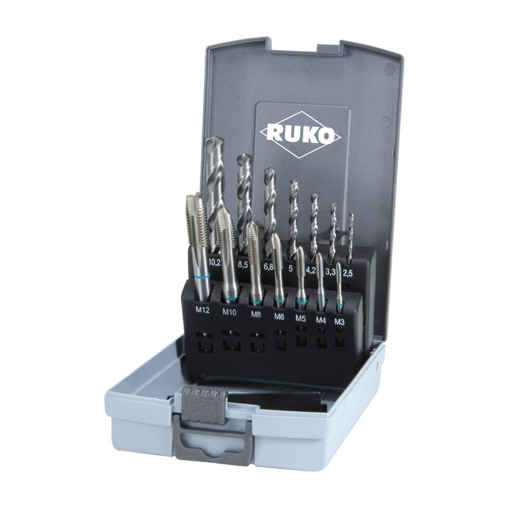Ruko 245048RO Maschinengewindebohrer Satz HSS DIN 371/376, 14-teilig &amp; NIGRIN Bohr- und Schneideöl,