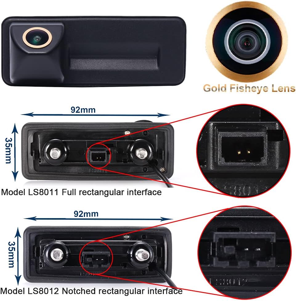 Griffleiste Auto Rückfahrkamera mit HD Fisheye Goldene Objektiv Wasserdicht Nachtsicht 160° Weitwink