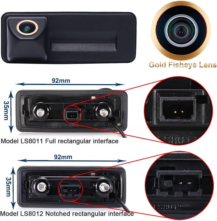 Griffleiste Auto Rückfahrkamera mit HD Fisheye Goldene Objektiv Wasserdicht Nachtsicht 160° Weitwink