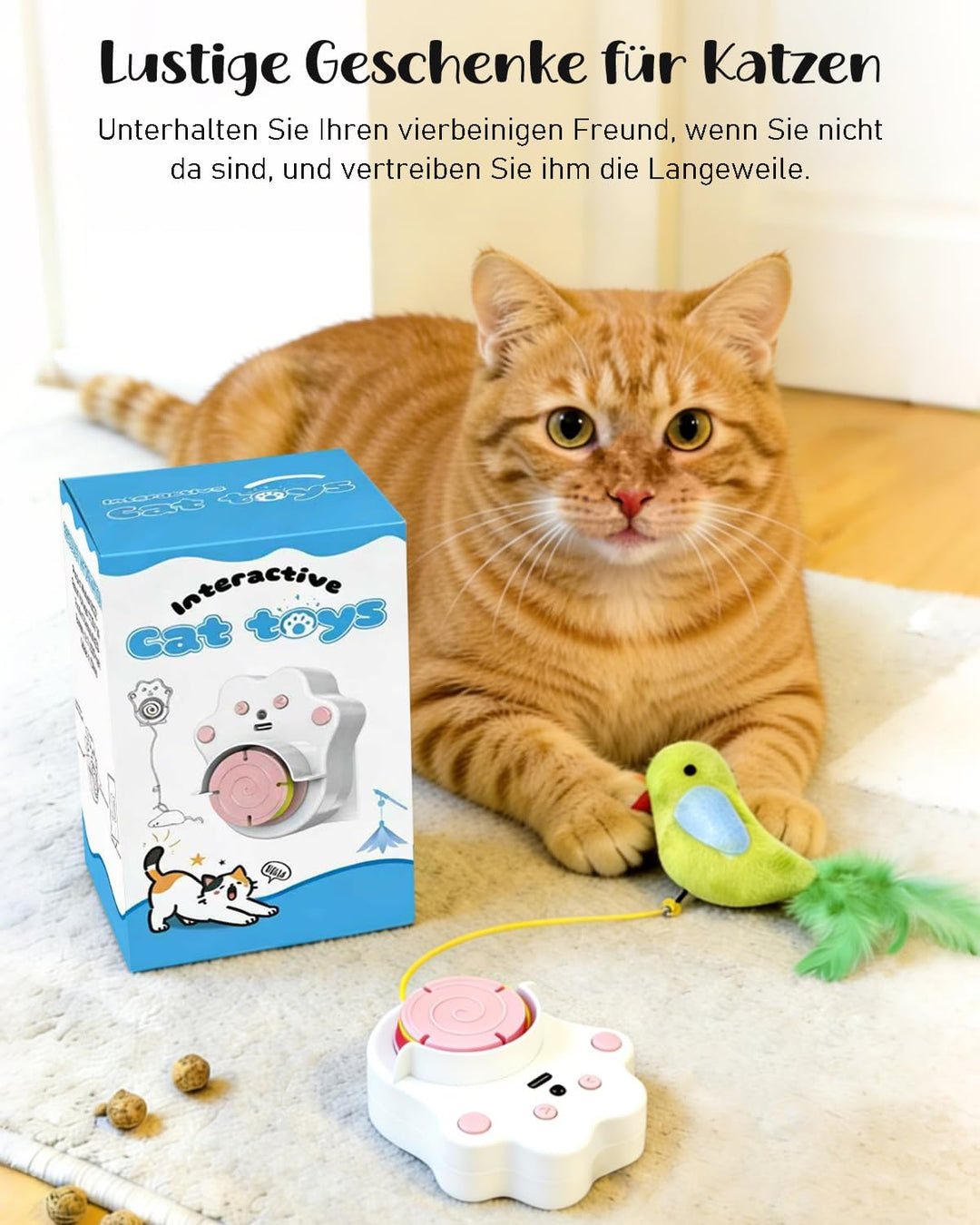 Nefeeko Elektrisches Katzenspielzeug, Interaktives Katzenspielzeug Rosa, Rosa